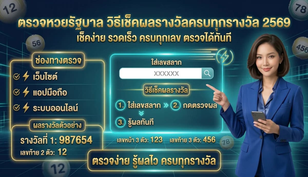 ตรวจหวยรัฐบาล วิธีเช็คผลรางวัลครบทุกรางวัล 2569